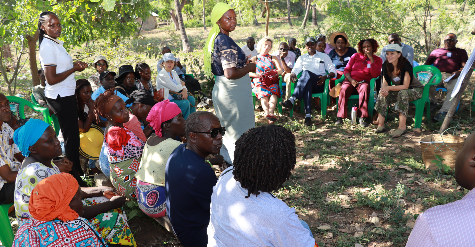 A farmer at Takaungu, Kilifi Kenya explaining to scientists how they have been learning using the farmer field school approach.