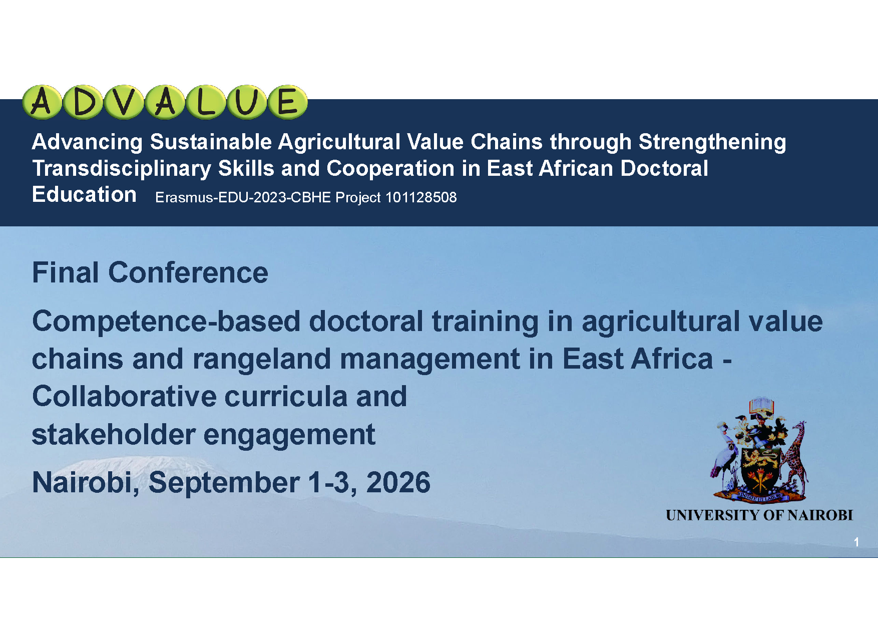 project presentation and summary at the final conference, 1 Sep. 2026